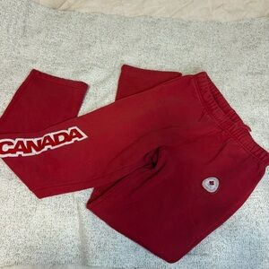 Y2K 2006 Hockey Canada Olympics, Hudson’s Bay Red Embroidered Wide Leg Pants